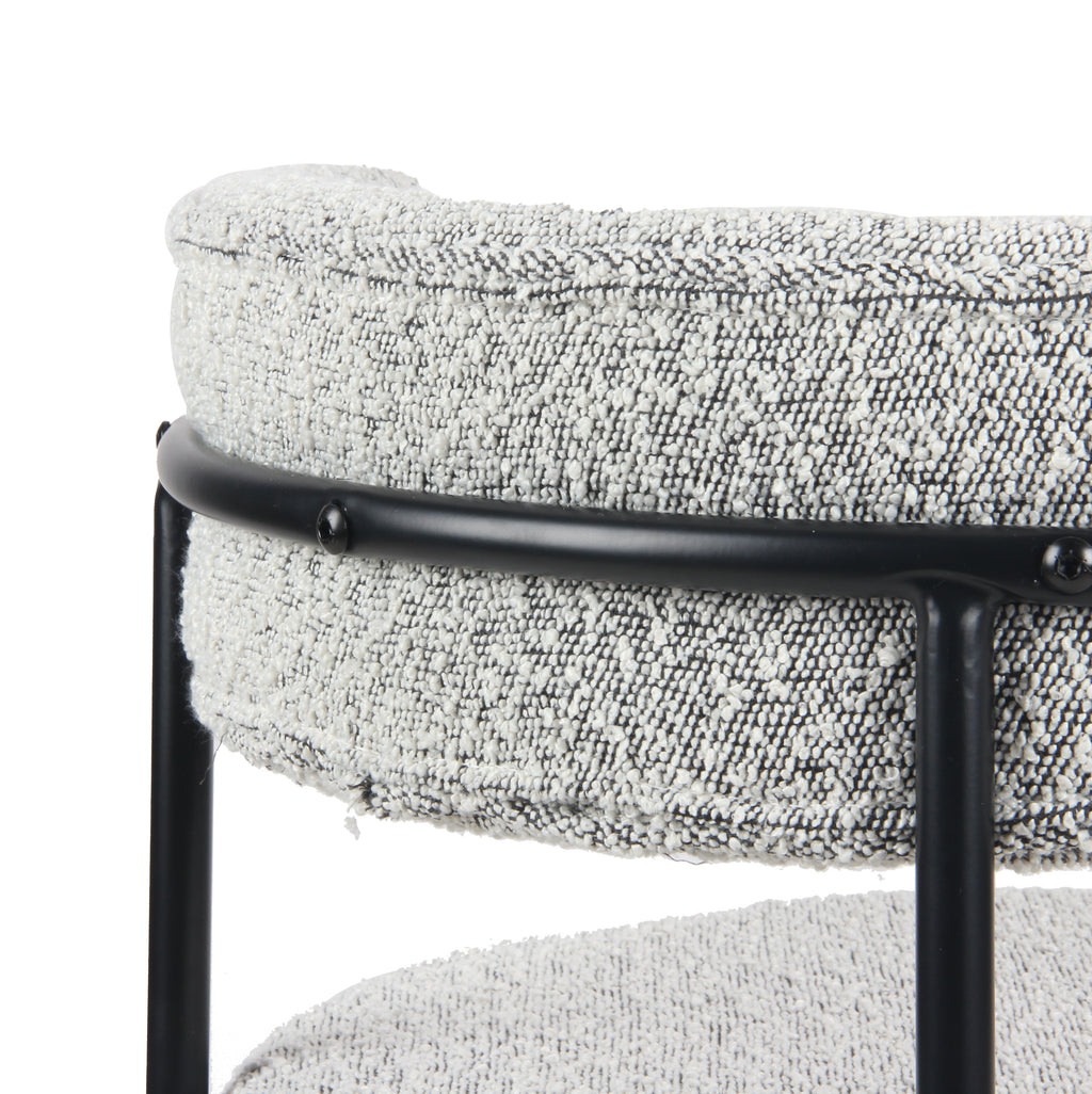 Burbank Modern Round Boucle Dining Chairs, Set of 2