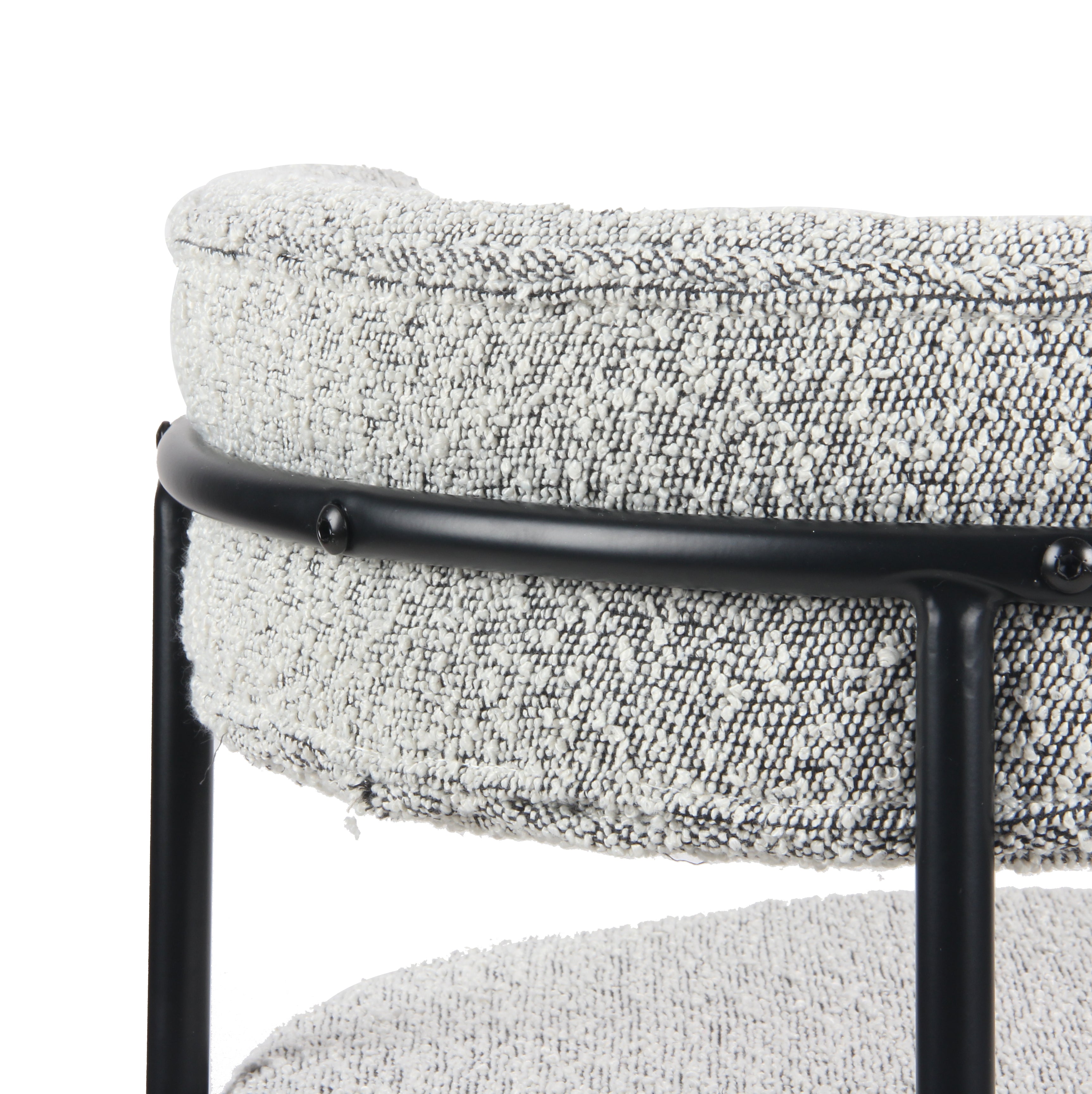 Burbank Modern Round Boucle Dining Chairs, Set of 2