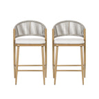 Outdoor 26" Seat Height Aluminum Frame Counter Stools with Rattan Backrest
