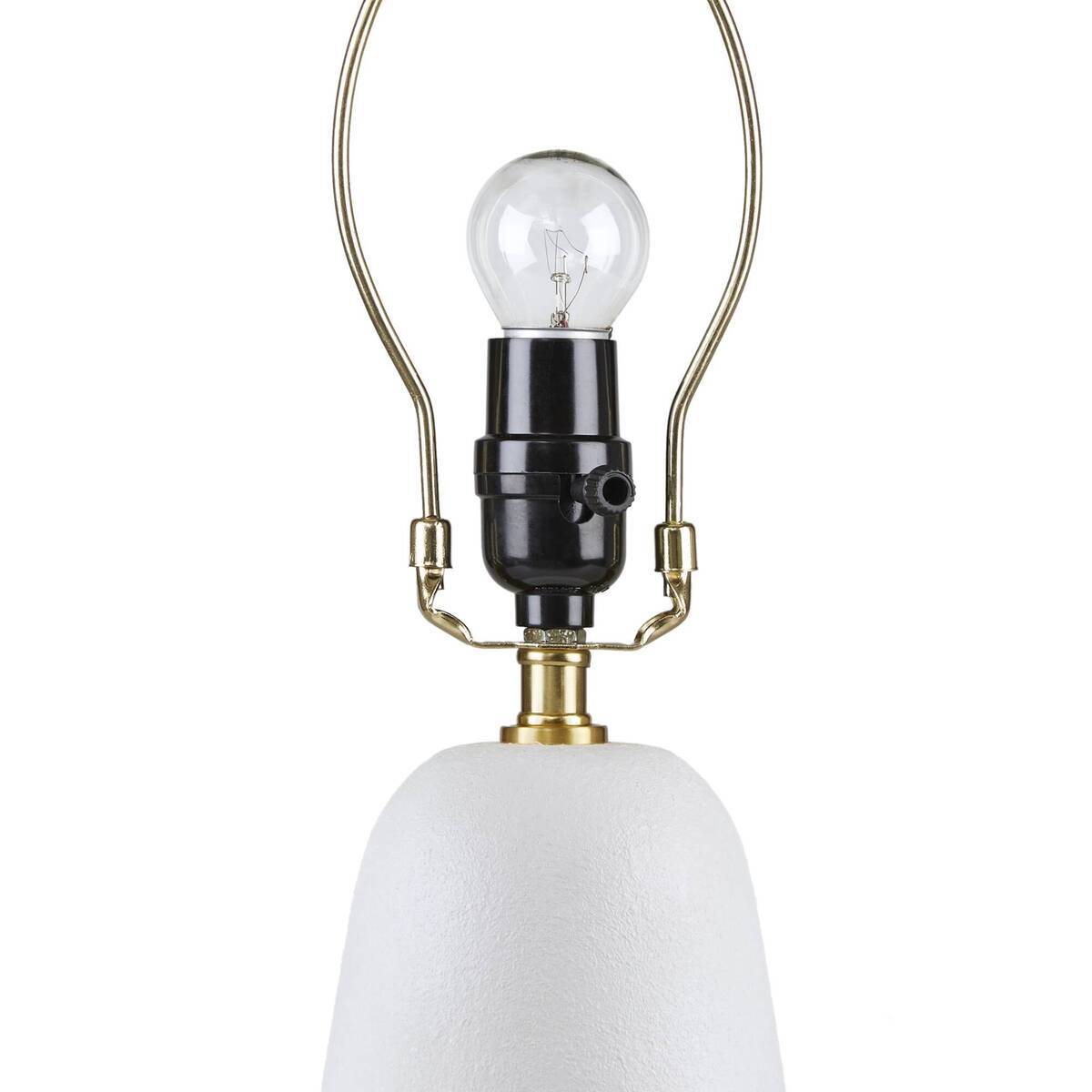 Textured Ceramic Table Lamp with Fluted Fabric Shade - White