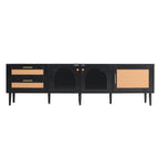 Rattan TV Stand with 3 Cabinets & 2 Drawers