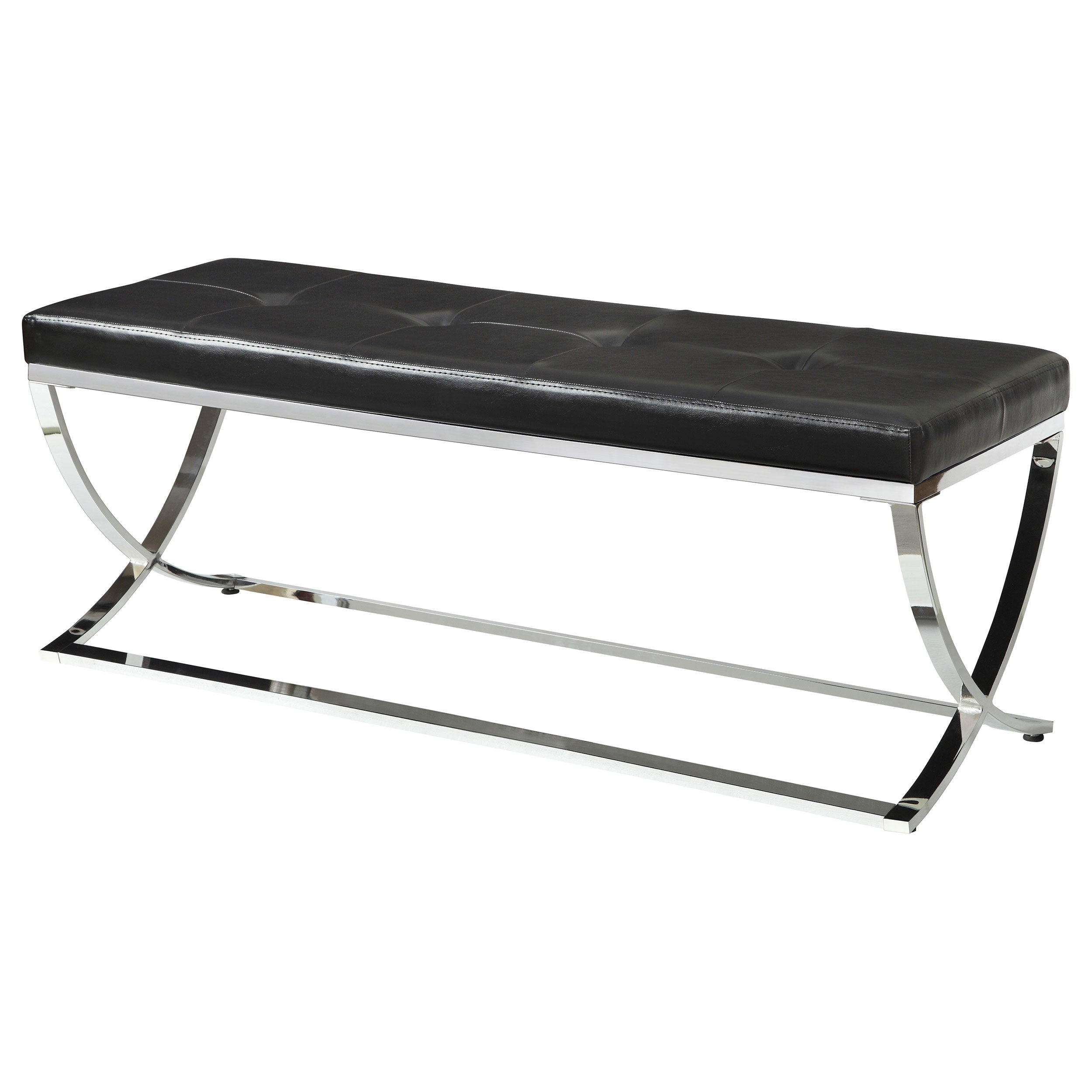 Walton Leatherette Upholstered Tufted Accent Bench Black-CoasterEssence