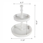 D11.8x15.4" Two-Tiered Round Wooden Tray