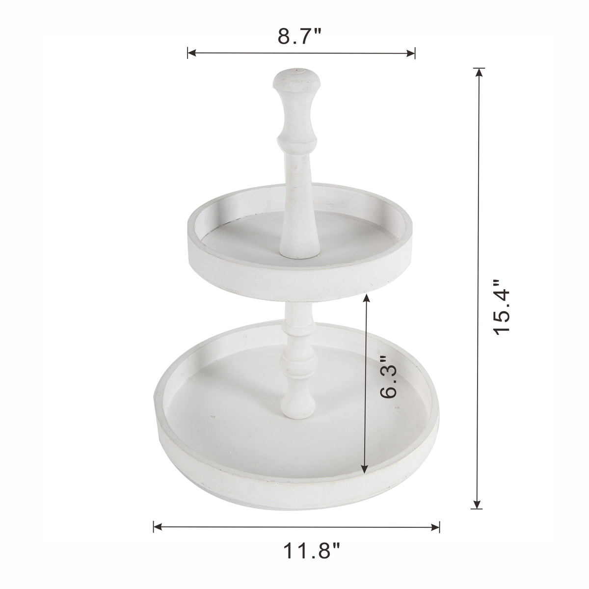D11.8x15.4" Two-Tiered Round Wooden Tray