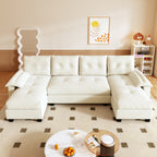 104.7" U-Shaped Sleeper Sofa with Pull Out Bed