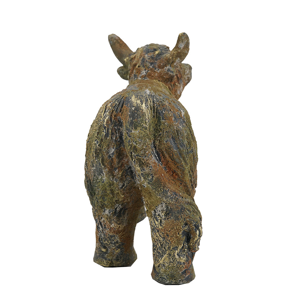 Highland Cow Figurine, 15.9-Inch Handcrafted Sculpture, Antique Bronze