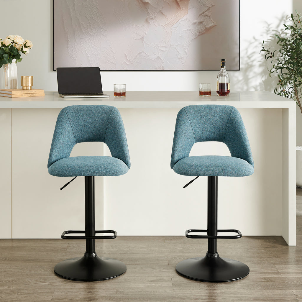 Nuvia Contemporary Adjustable Barstool with Upholstered Swivel Seats, Set of 2