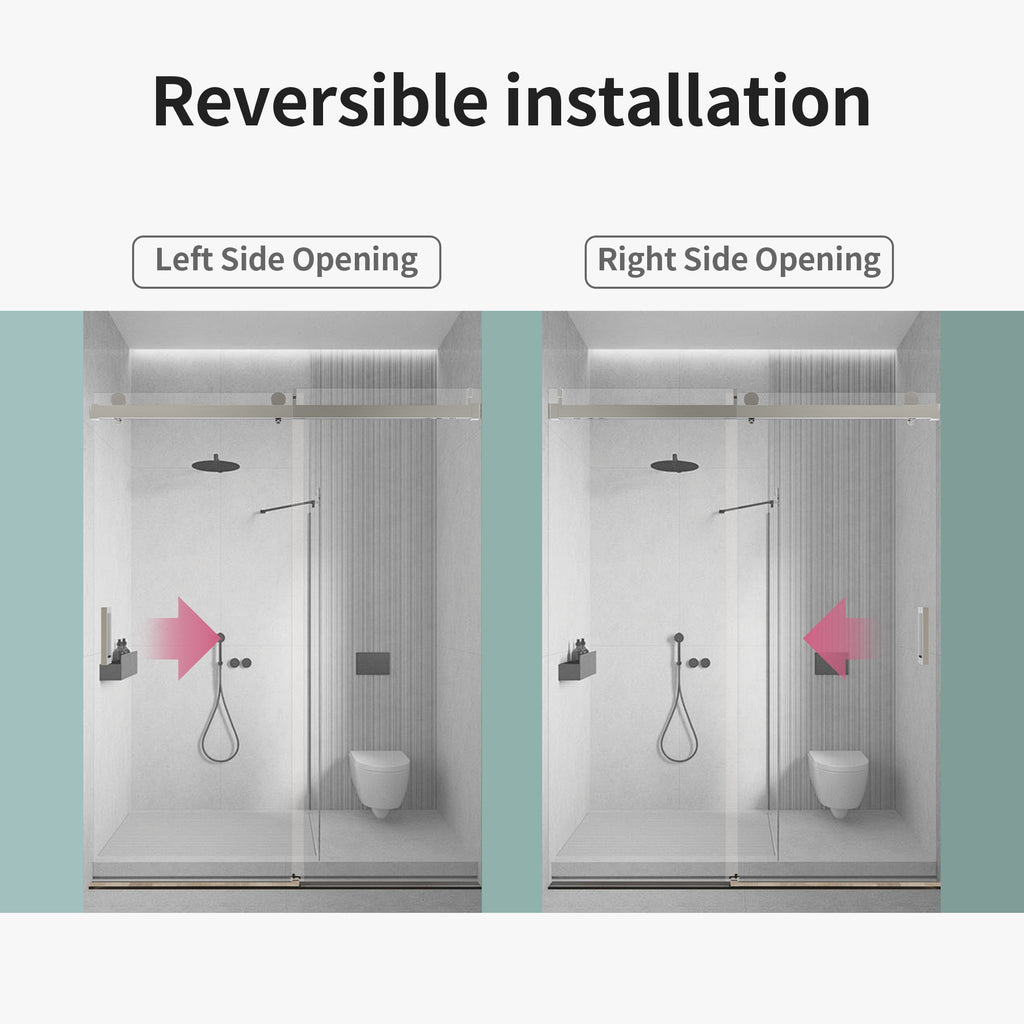 Frameless Single Sliding Soft-Close Shower Doors 68-72" W