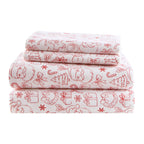3-Piece Twin XL 100% Cotton Pigment Printed Sheet Set - Holiday Doodles