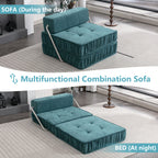 Green Folding Sofa - Futon Sleeper Chair