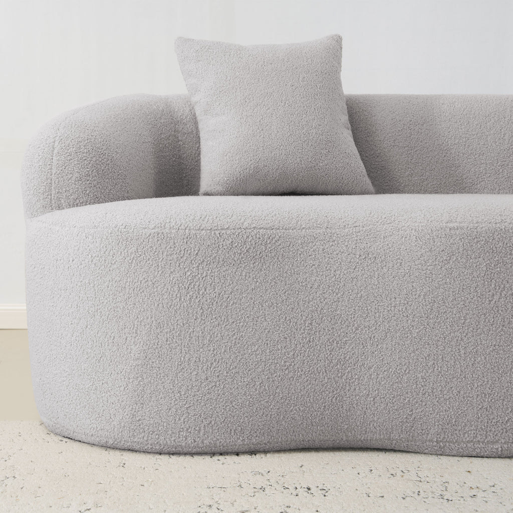 Grey Curved Loveseat Sofa with Round Armrest