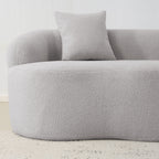 Grey Curved Loveseat Sofa with Round Armrest