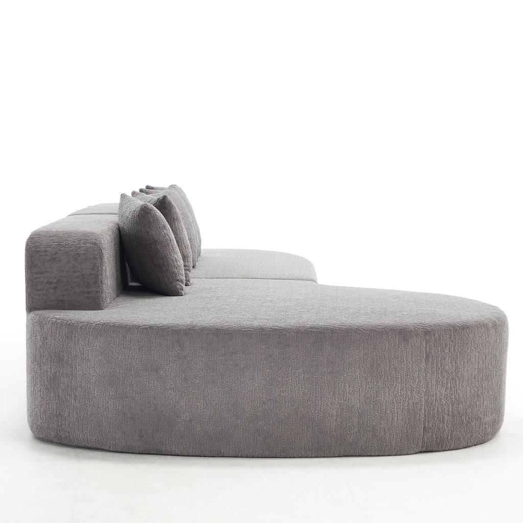 Boneless L-Shape Sectional Curved Sofa with Pillows