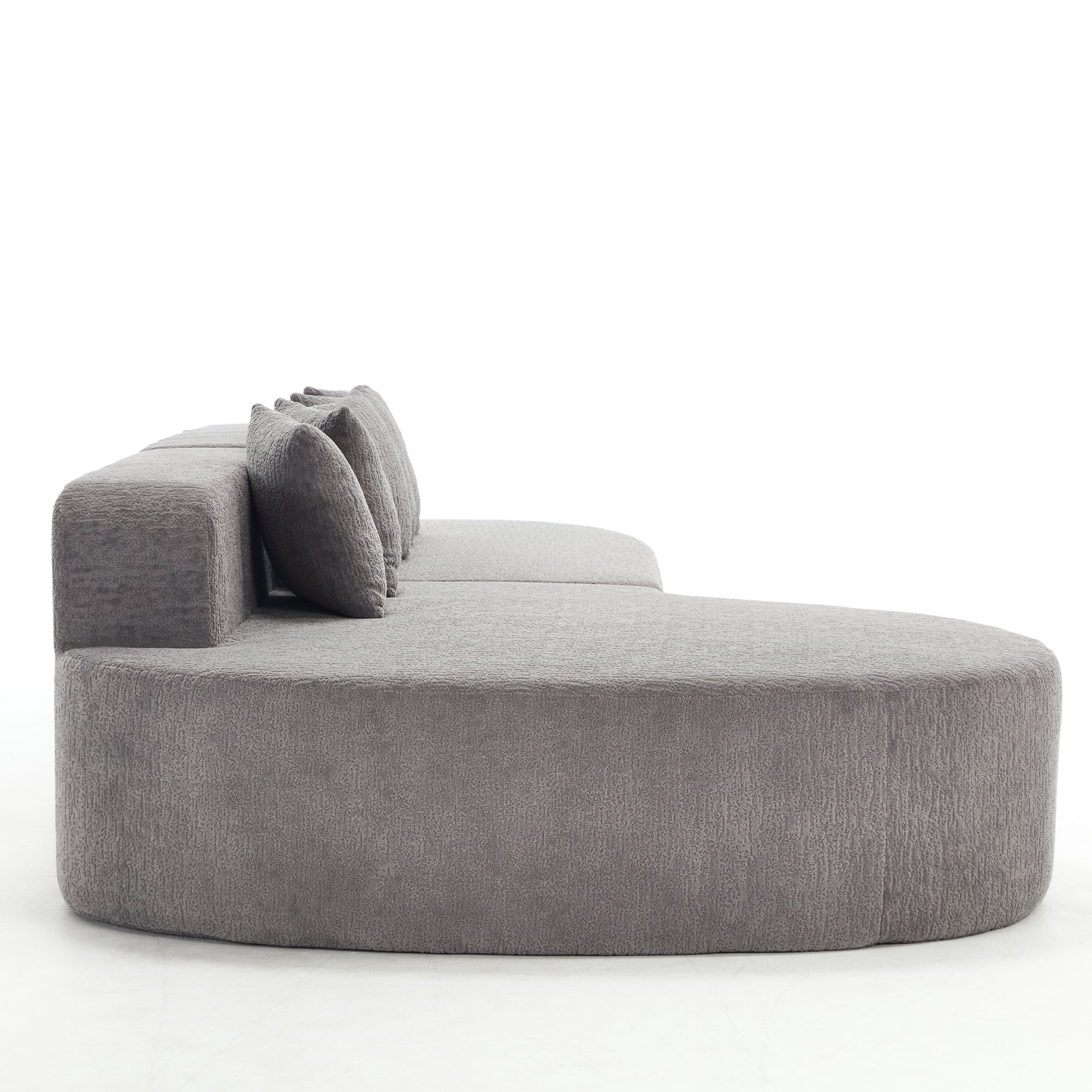 Boneless L-Shape Sectional Curved Sofa with Pillows