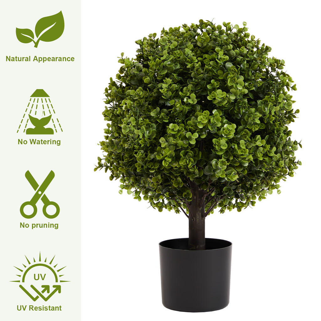 Boxwood Ball Shaped Artificial Topiary Shrubs Set of 2