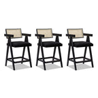 Milan 25.5" Modern Resin Webbing Back Bar Stool Set of 3