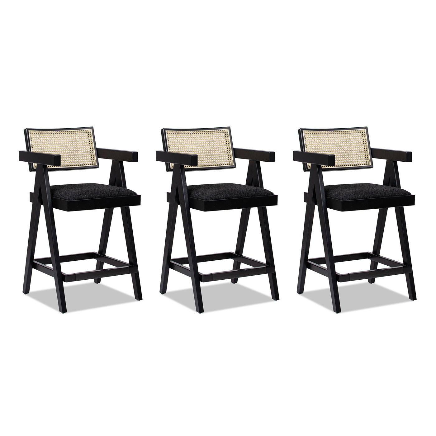 Milan 25.5" Modern Resin Webbing Back Bar Stool Set of 3