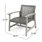 Hampton Wood + Wicker Club Chair Set of 2