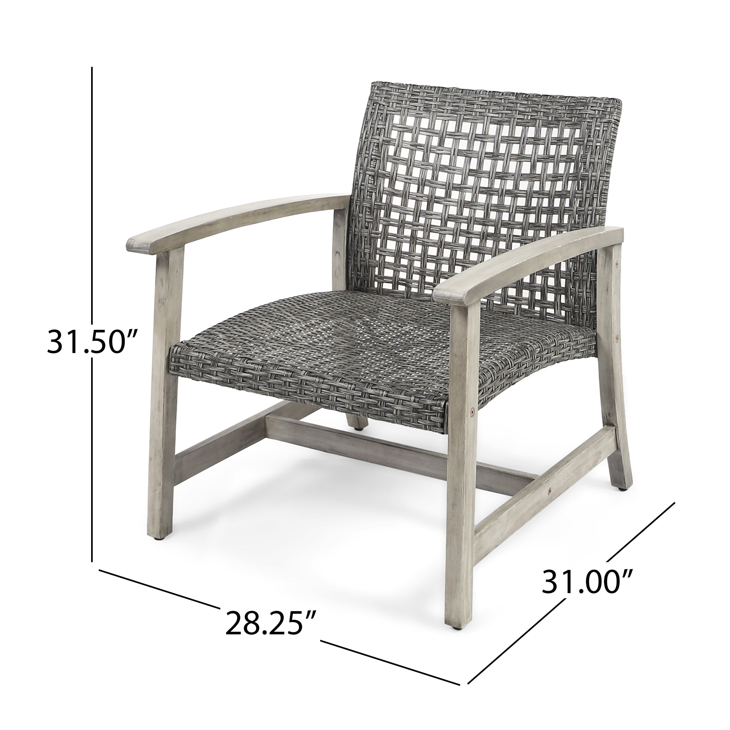 Hampton Wood + Wicker Club Chair Set of 2