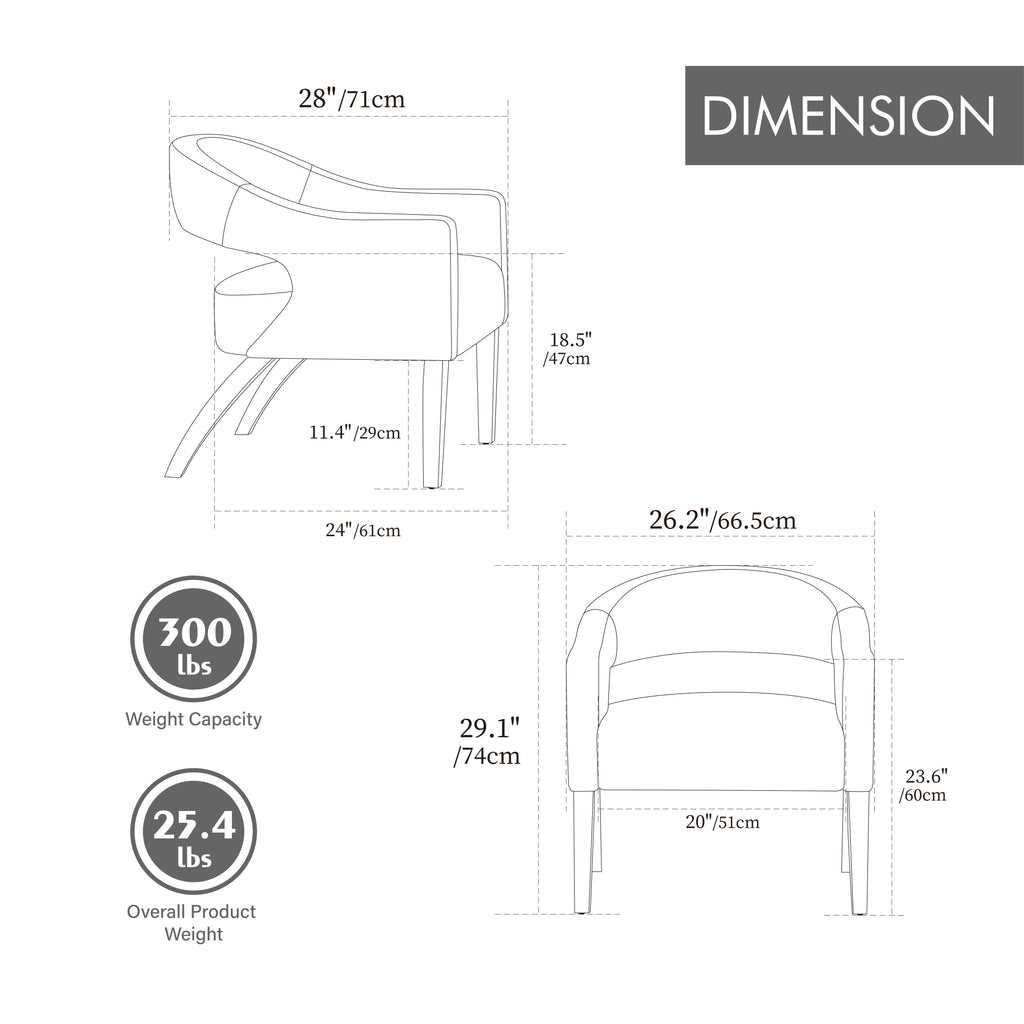 Modern Upholstered PU Open Back Accent Armchair