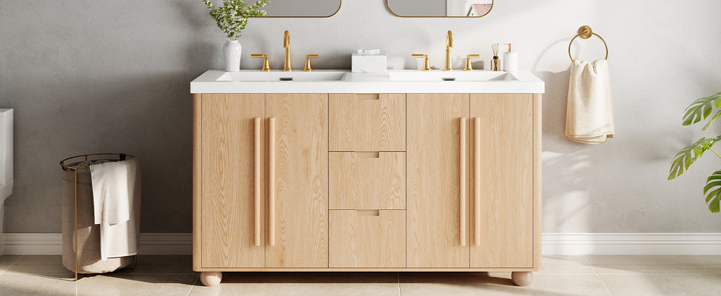 59.1" Double Sink Bathroom Vanity with Resin Sinks