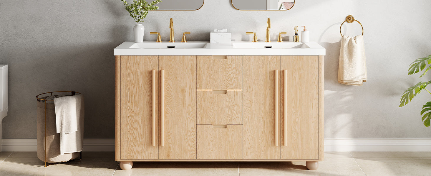 59.1" Double Sink Bathroom Vanity with Resin Sinks