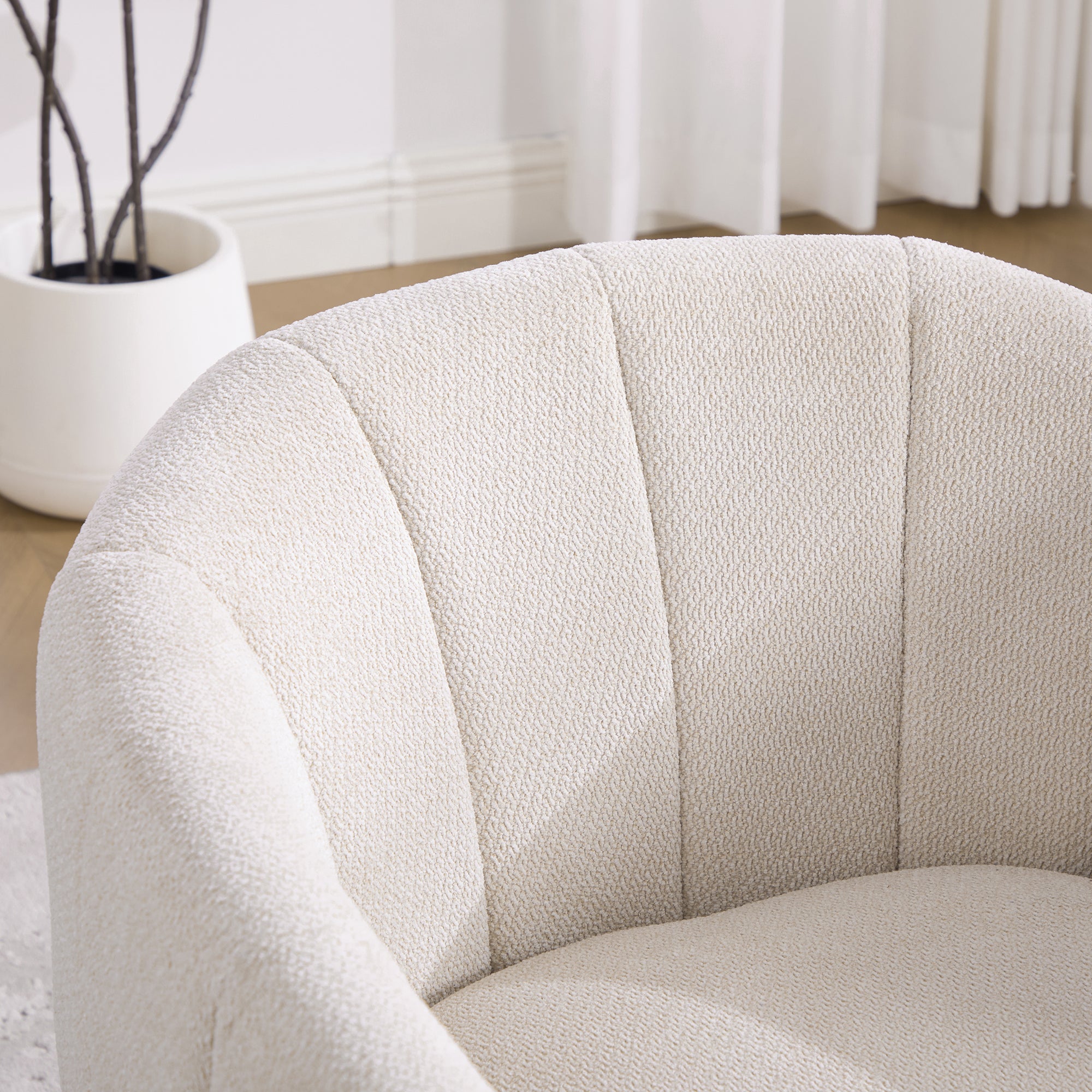 31.1'' Wide Upholstered Chenille Swivel Barrel Chair