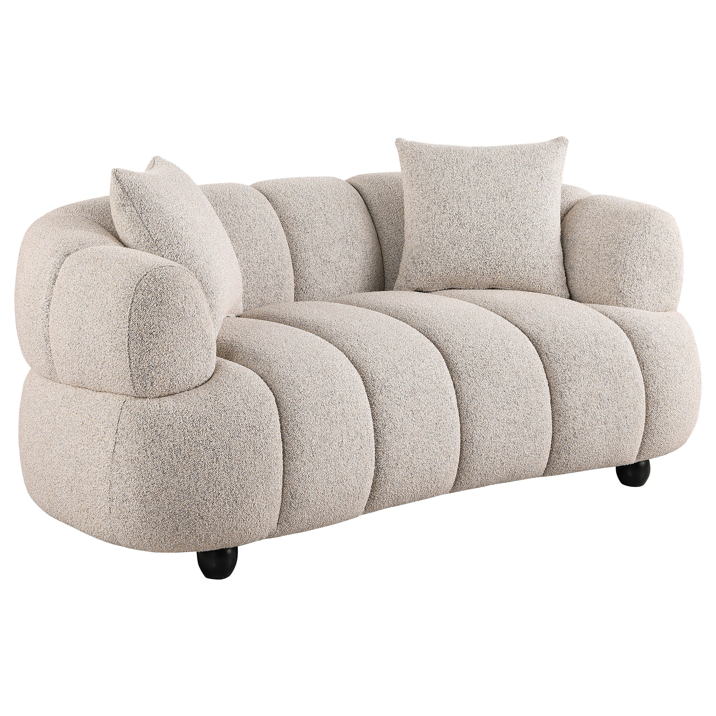 Whitney Contemporary Channel Tufted Boucle Upholstered Loveseat-