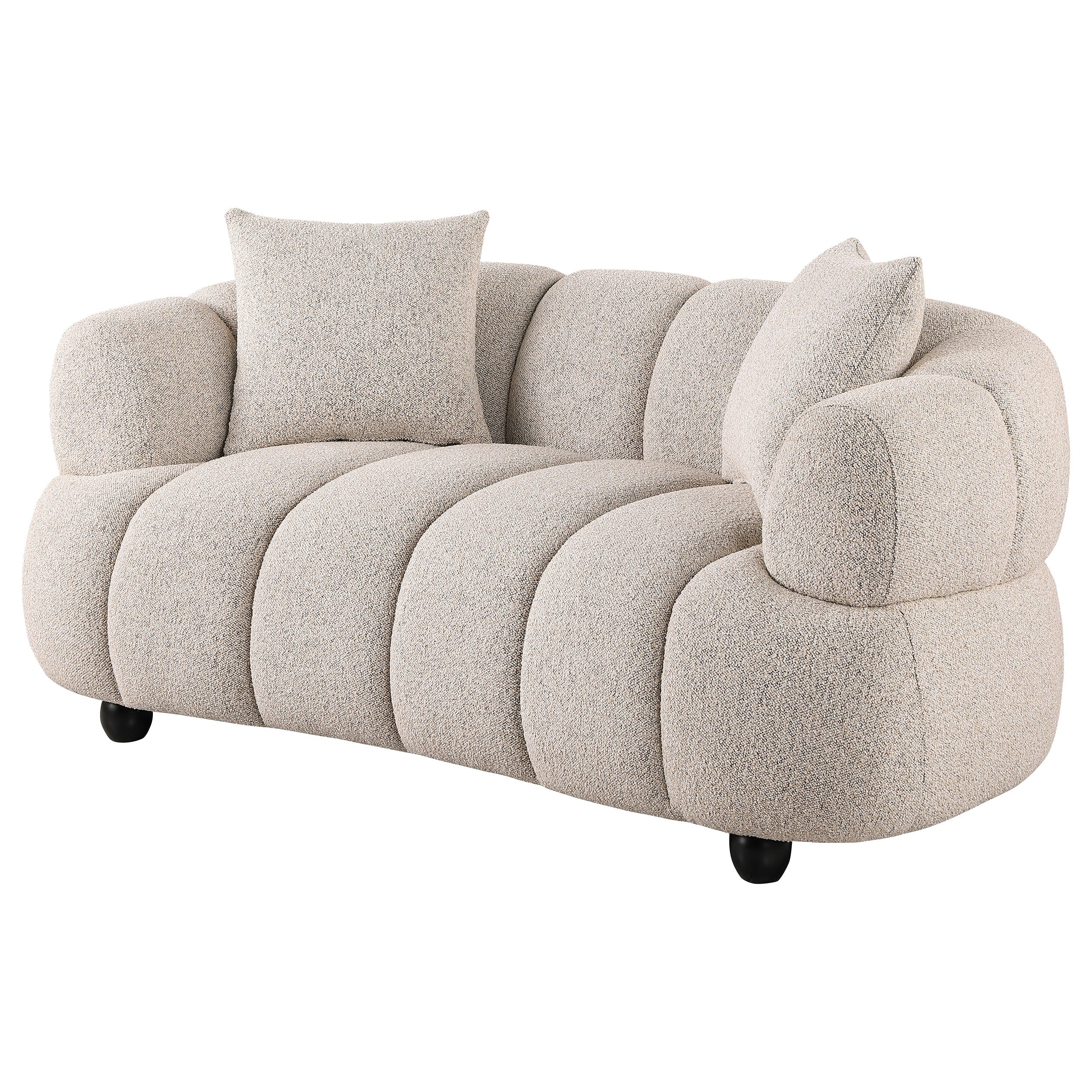 Whitney Contemporary Channel Tufted Boucle Upholstered Loveseat-