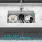 32"x19"x10" Undermount Workstation Single Bowl Porcelain Fireclay Kitchen Sink