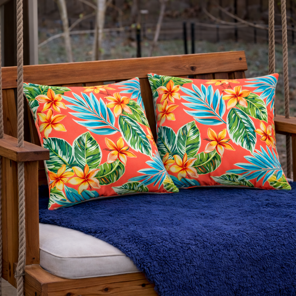4 Pack Outdoor Pillow Covers – Tropical Palm Leaves