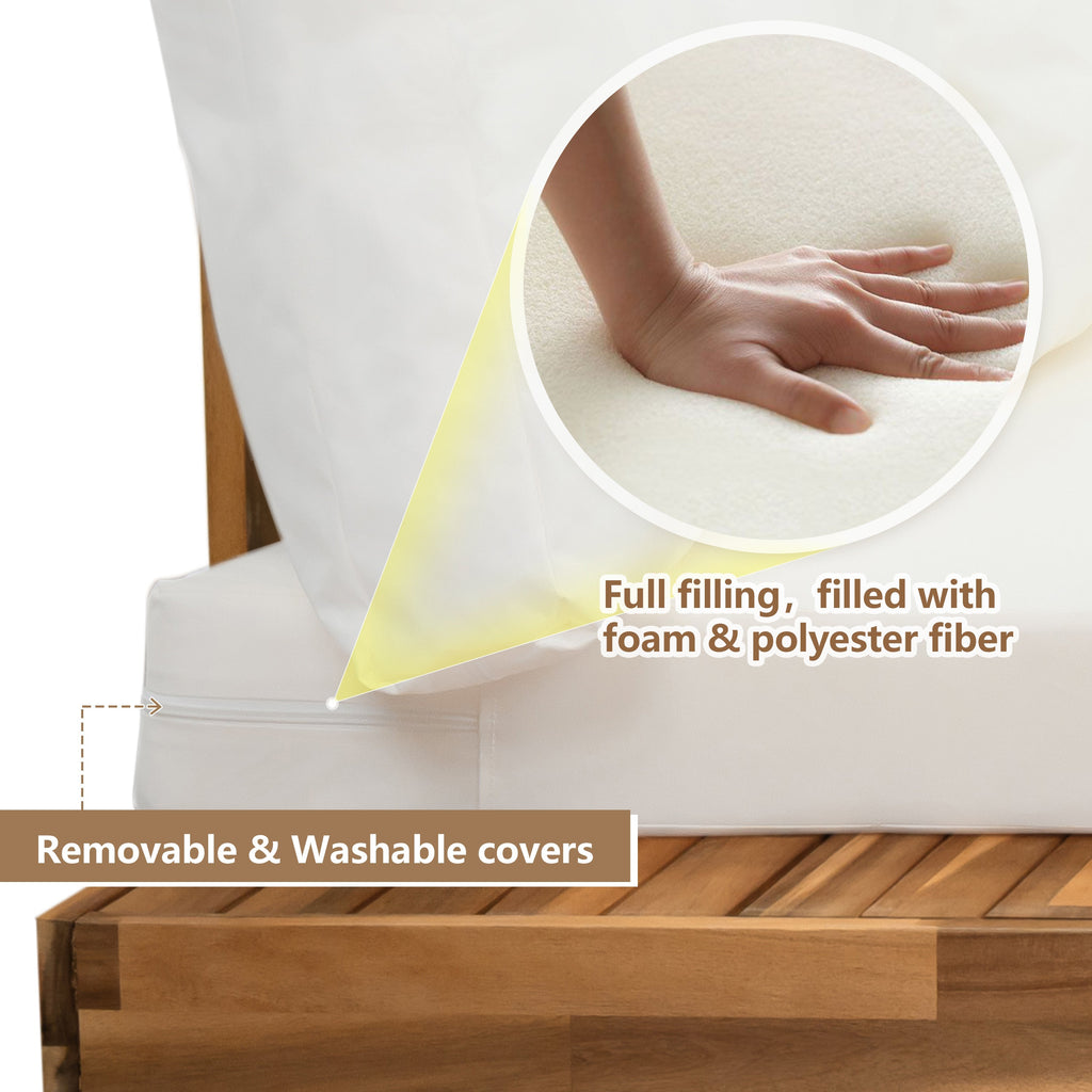 Outdoor 4pc Acacia Wood Sectional Patio Sofa Set