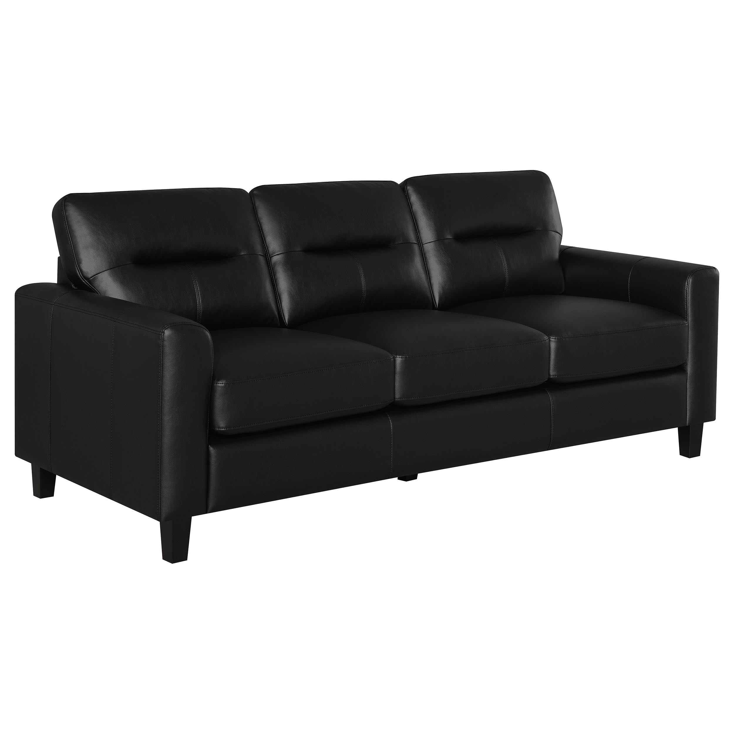 Scotland Faux Leather Upholstered Track Arm Sofa Black-