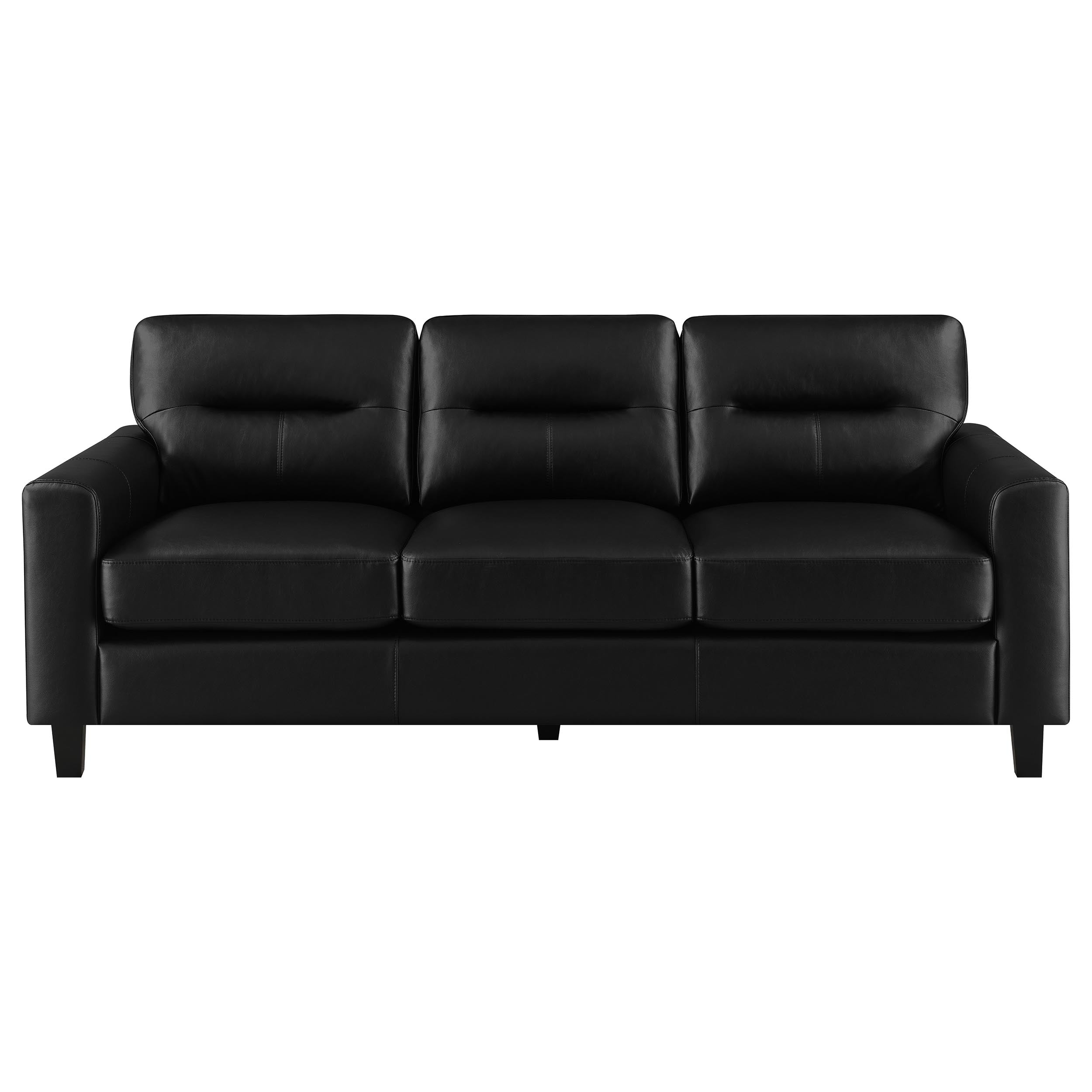 Scotland Faux Leather Upholstered Track Arm Sofa Black-
