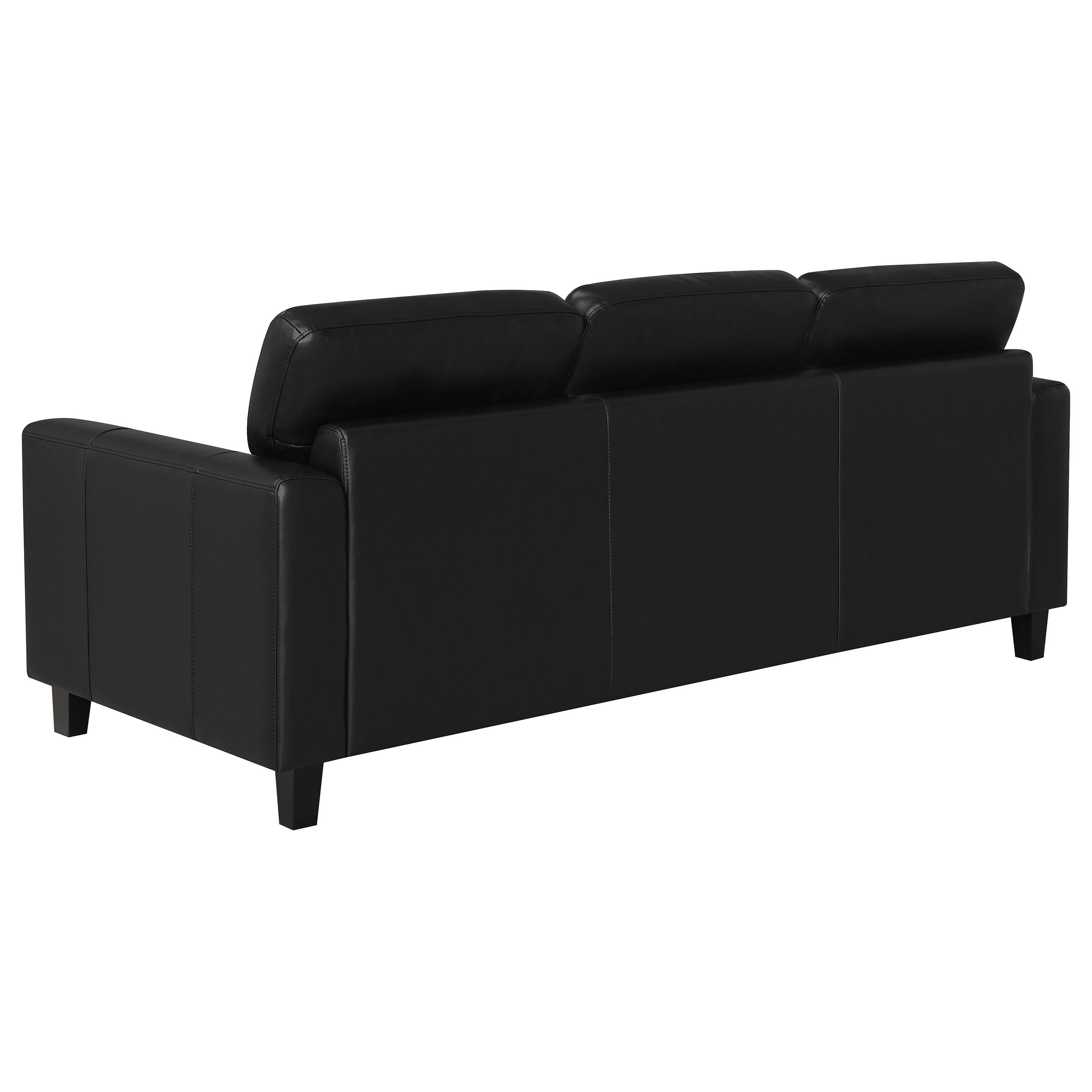 Scotland Faux Leather Upholstered Track Arm Sofa Black-