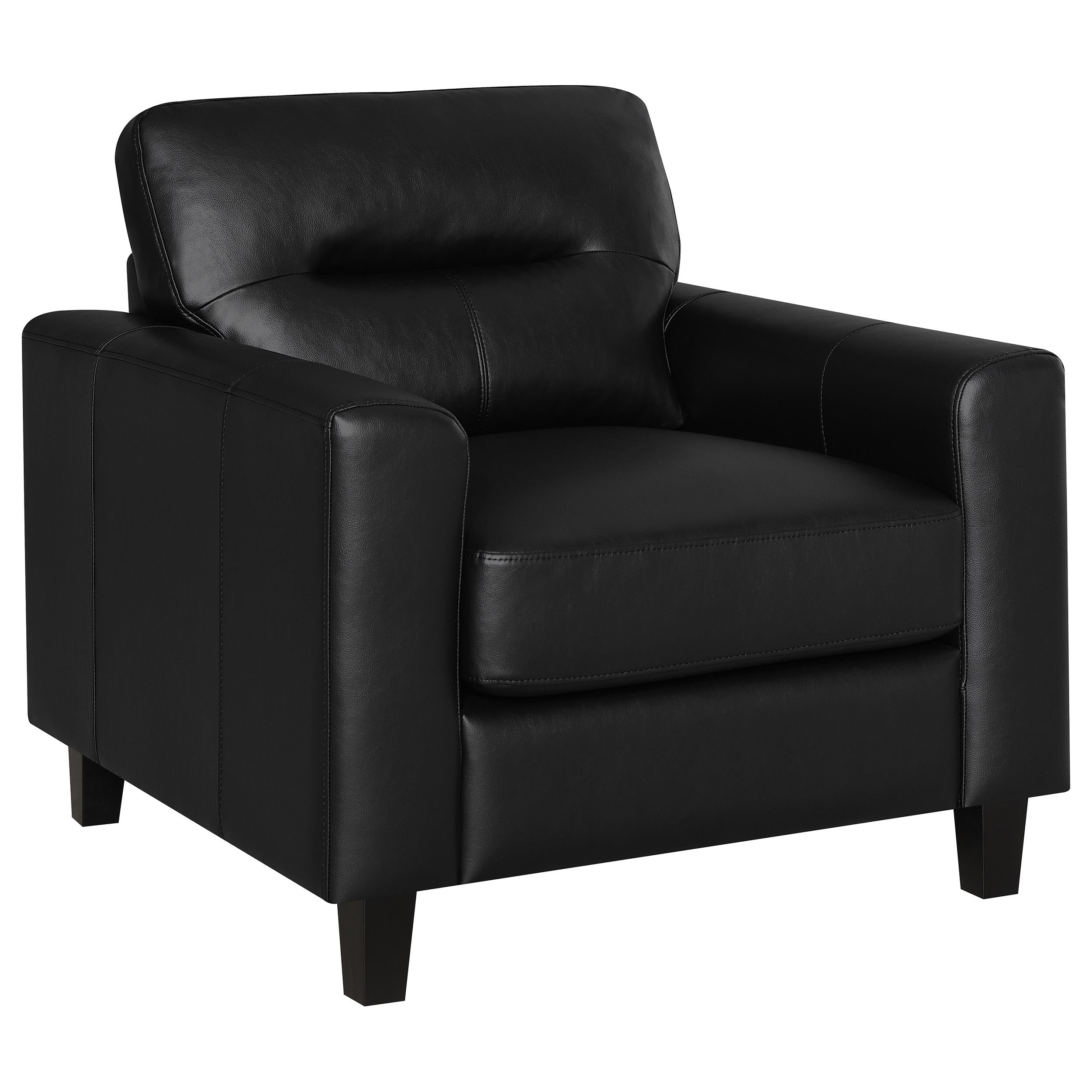 Scotland Faux Leather Upholstered Track Arm Chair Black-