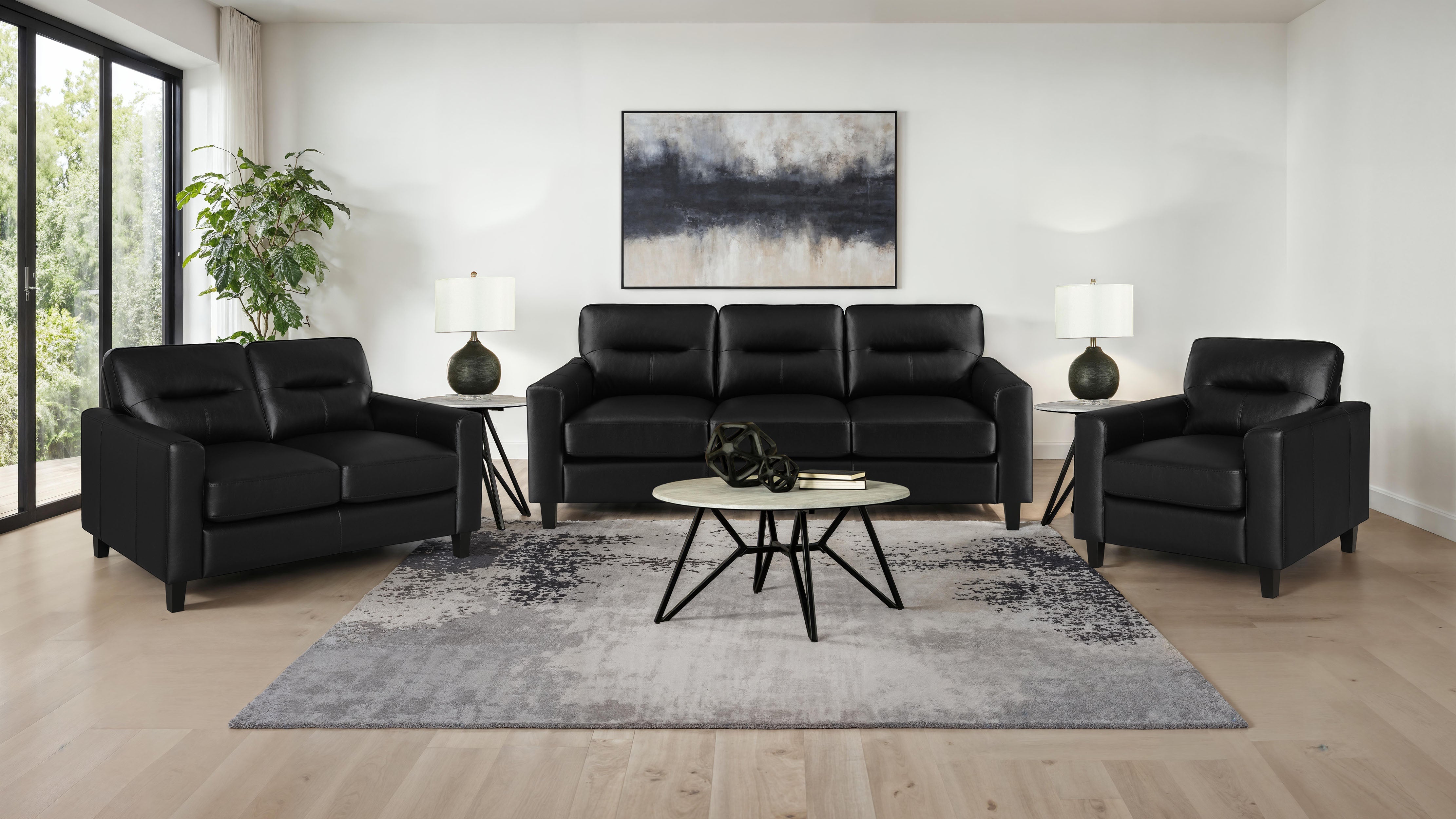 Scotland Faux Leather Upholstered Track Arm Chair Black-