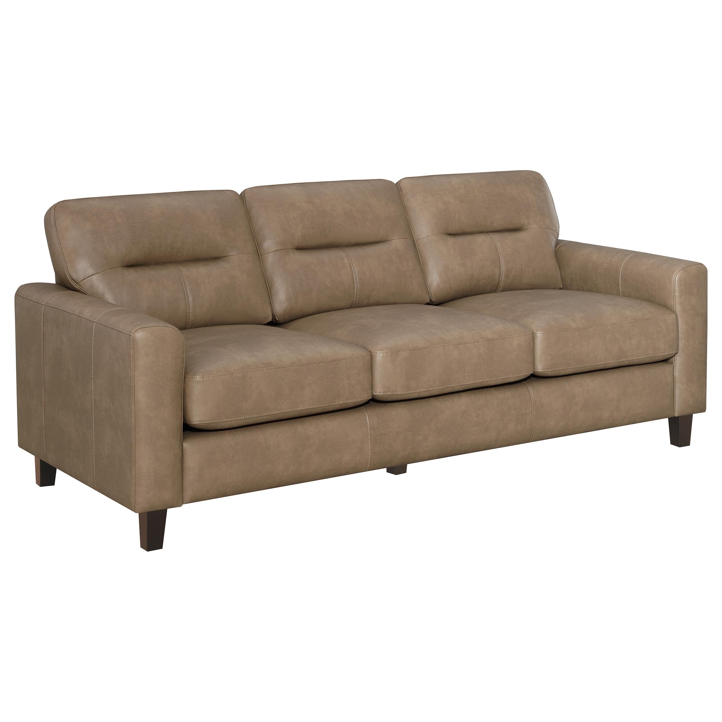 Scotland Faux Leather Upholstered Track Arm Sofa Brown-