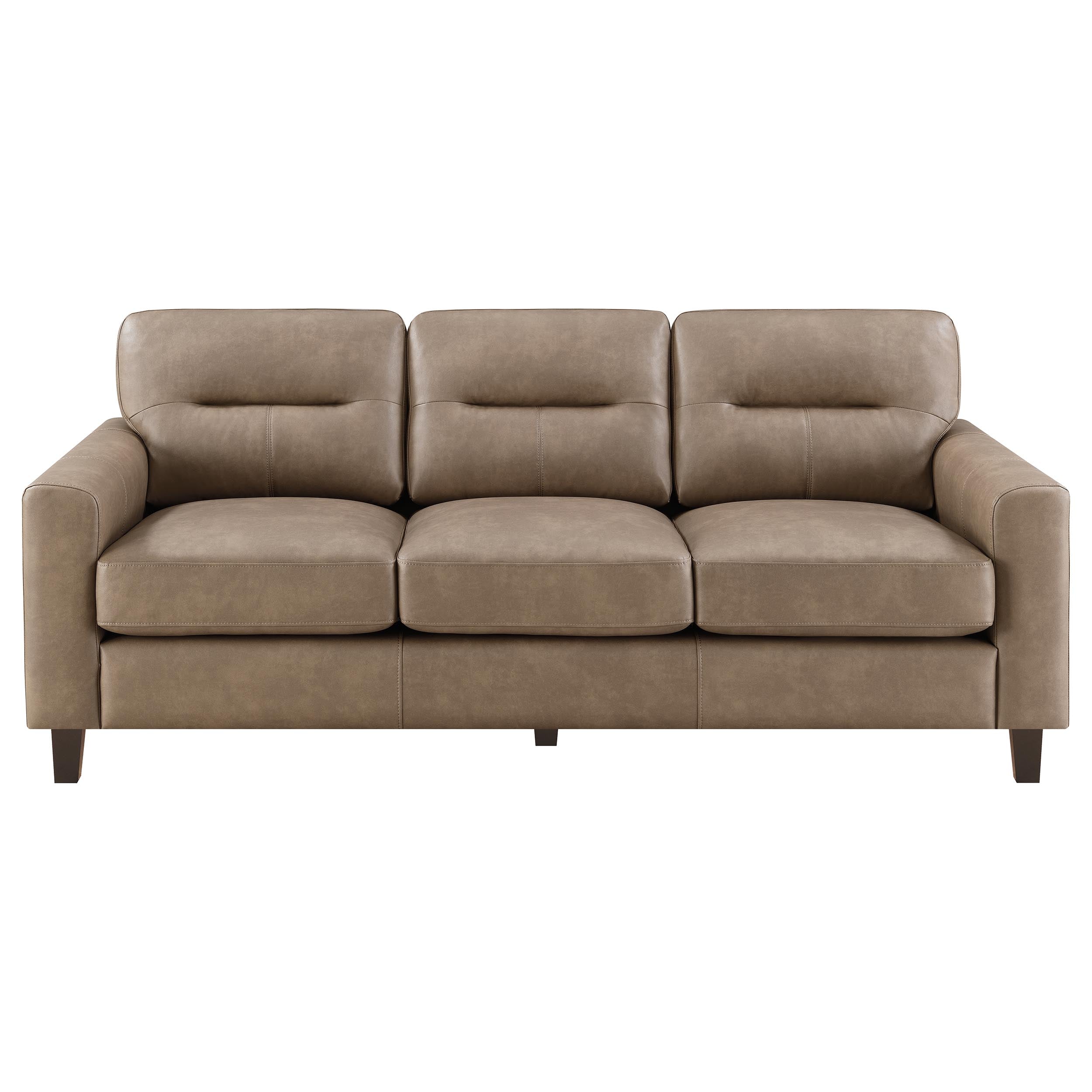 Scotland Faux Leather Upholstered Track Arm Sofa Brown-