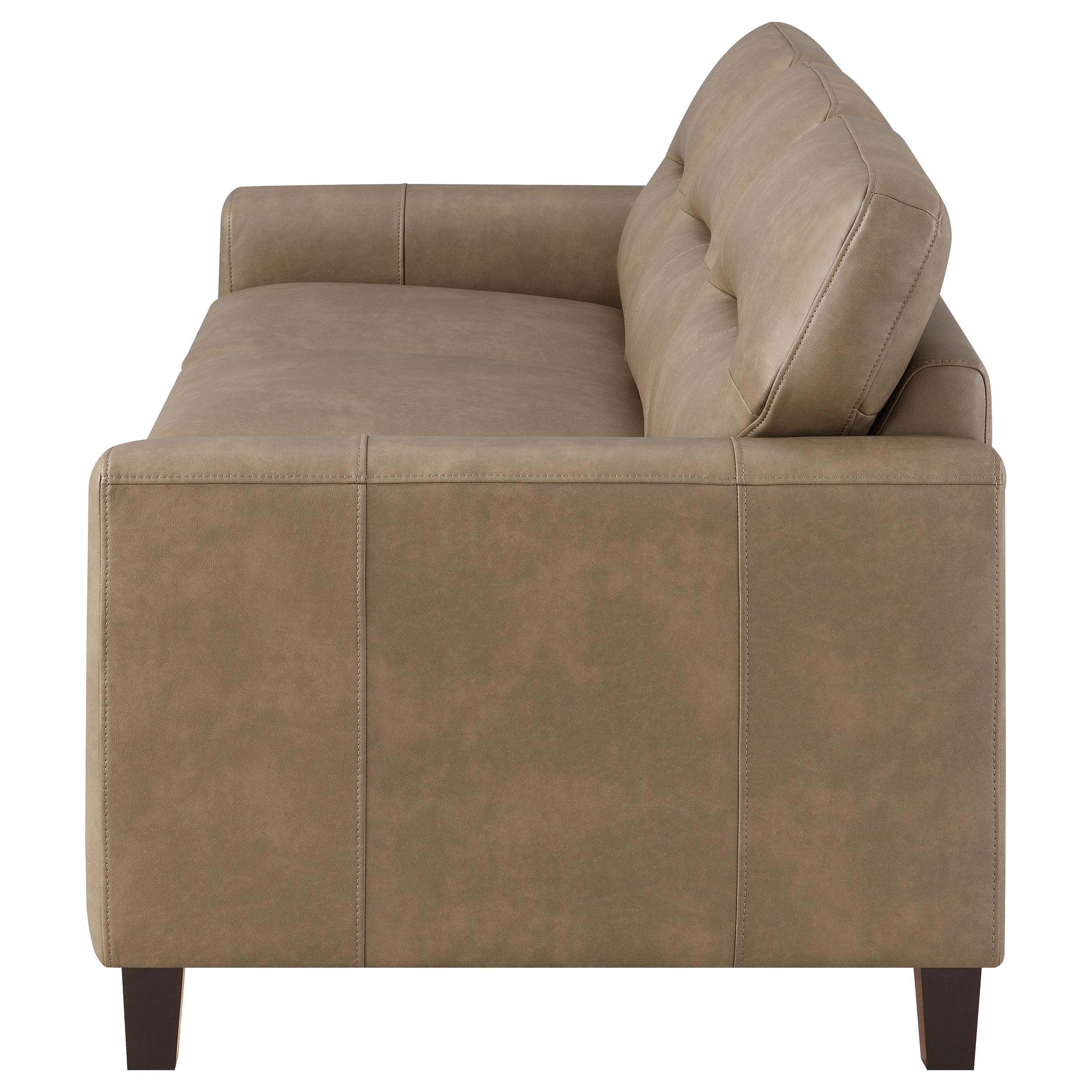 Scotland Faux Leather Upholstered Track Arm Sofa Brown-