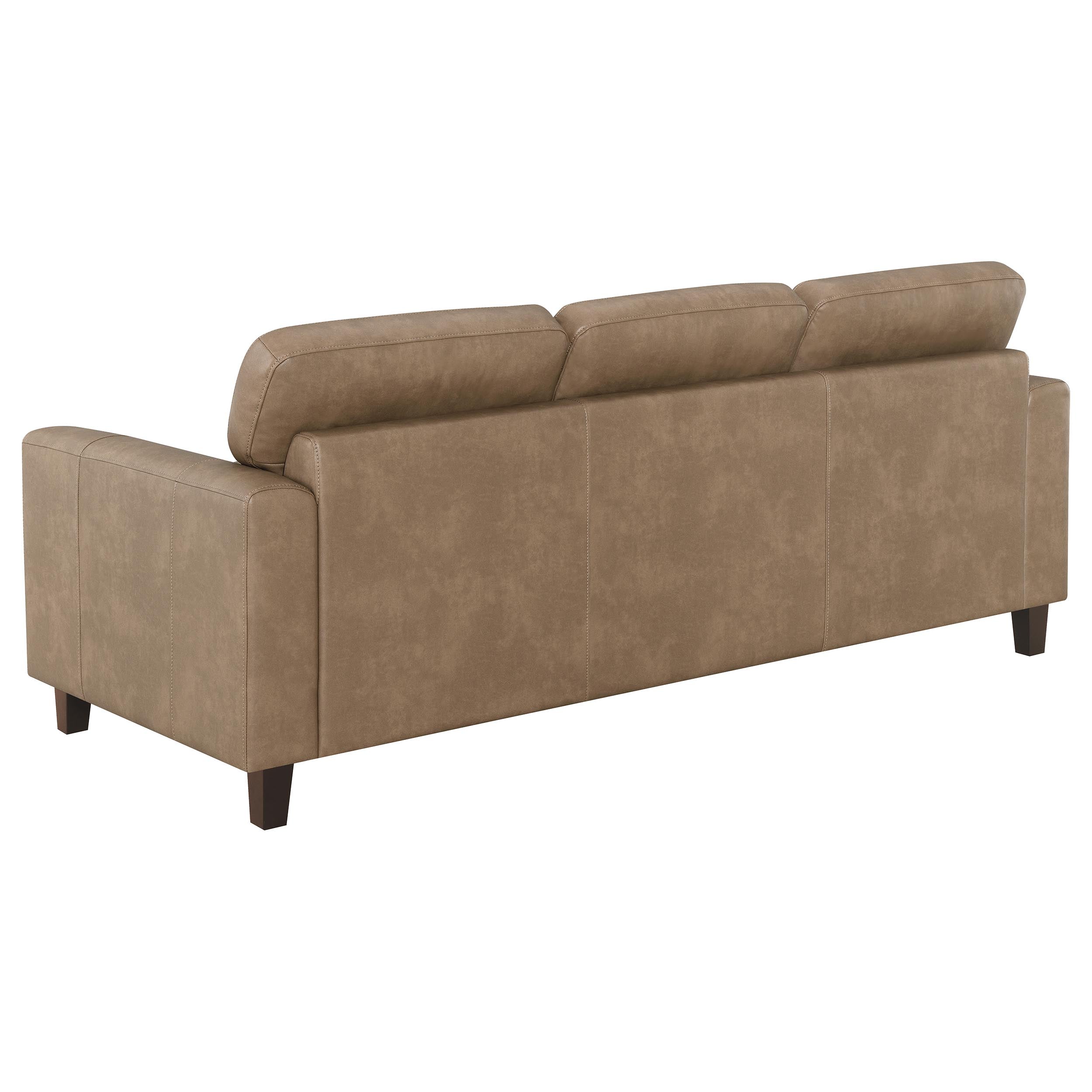 Scotland Faux Leather Upholstered Track Arm Sofa Brown-