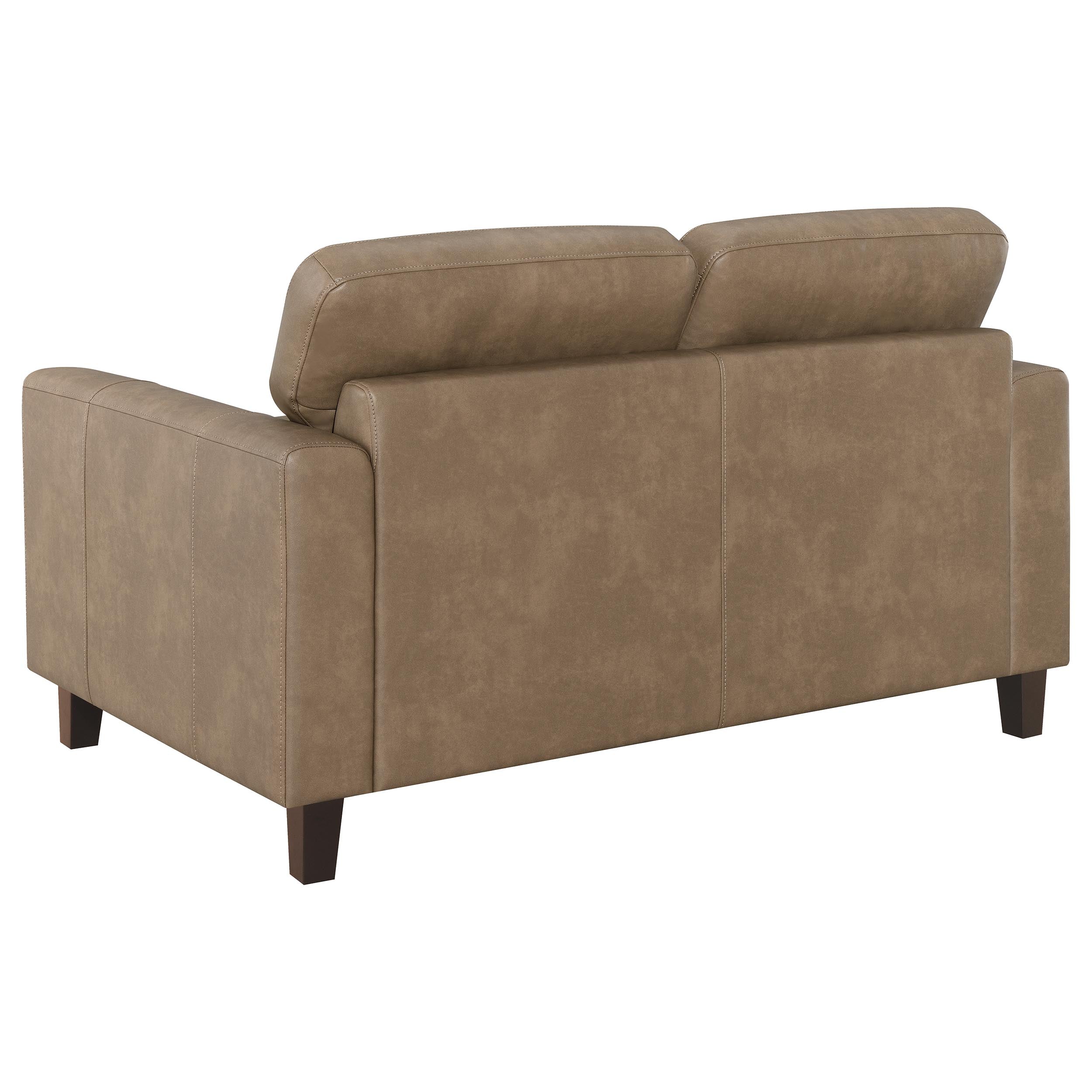 Scotland Faux Leather Upholstered Track Arm Loveseat Brown-