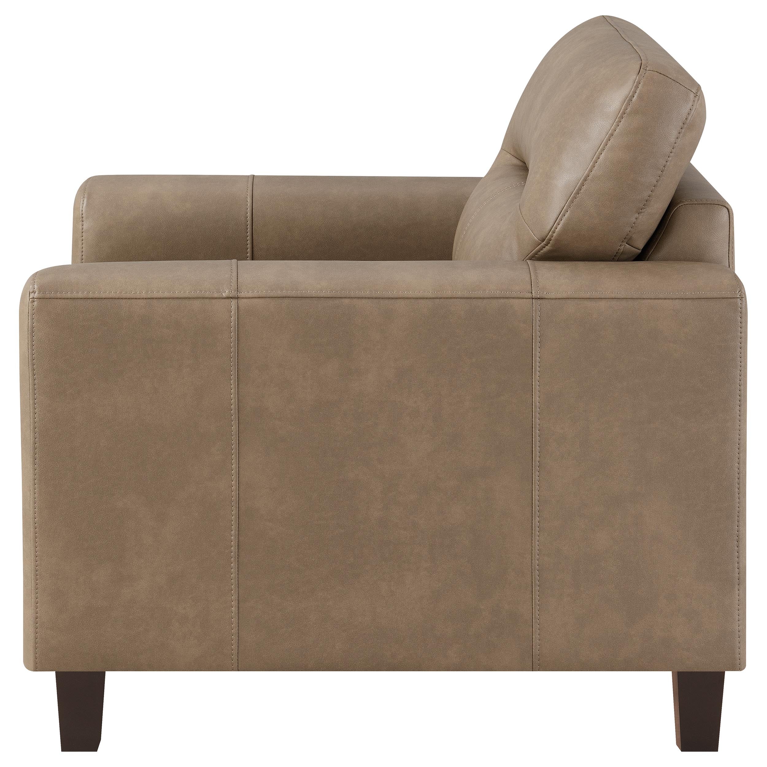 Scotland Faux Leather Upholstered Track Arm Chair Brown-