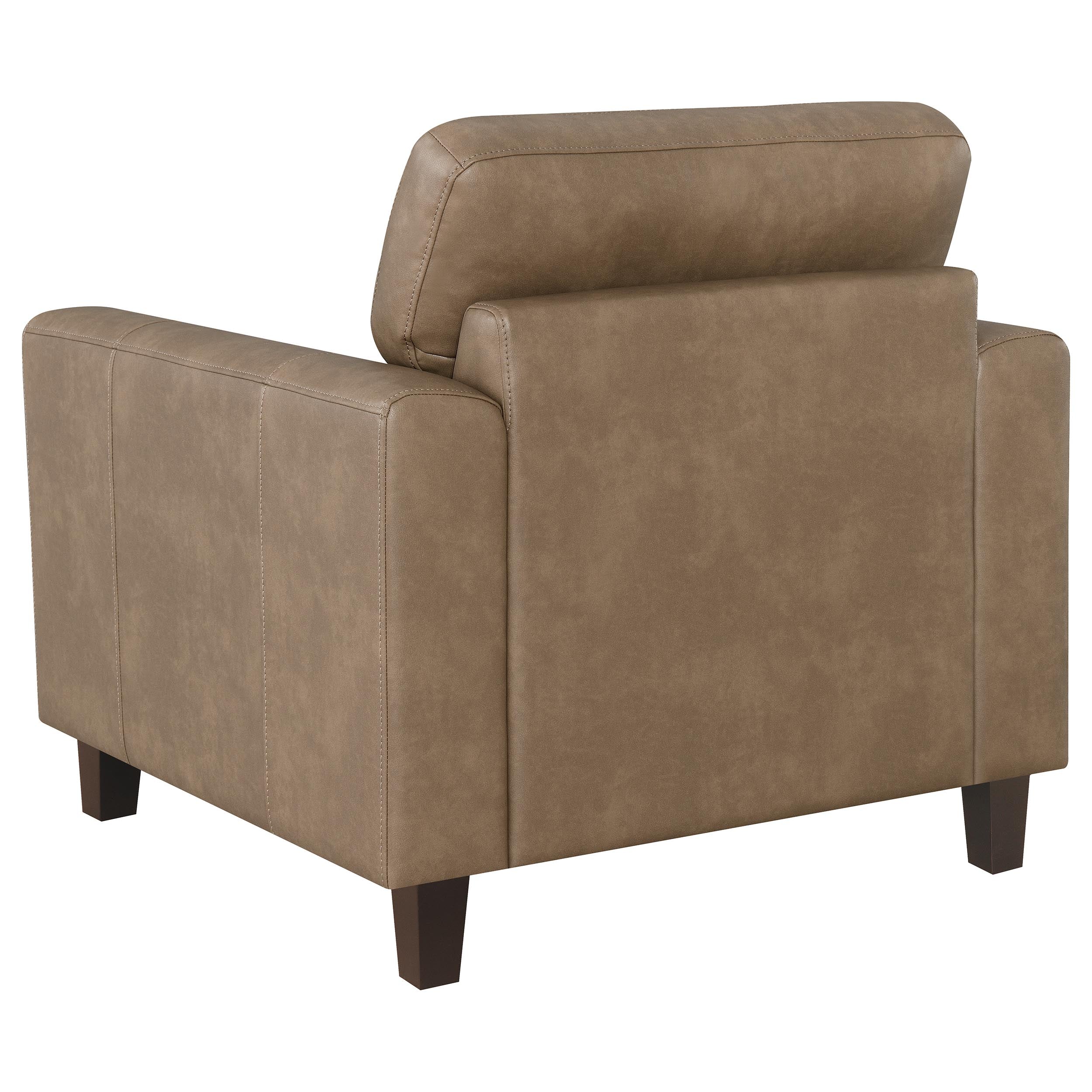 Scotland Faux Leather Upholstered Track Arm Chair Brown-