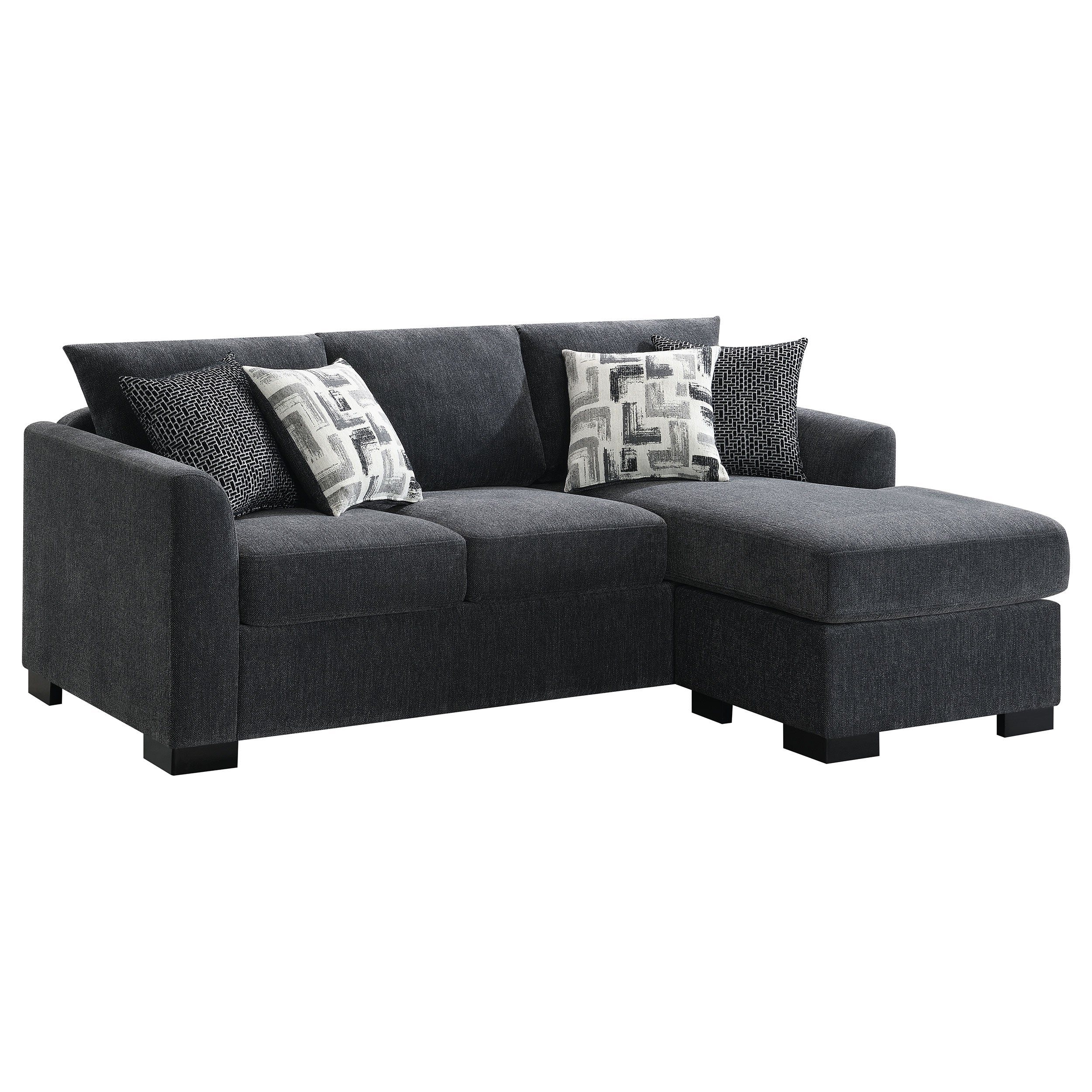 Storey Upholstered Sleeper Sectional Chaise Sofa Dark Grey-