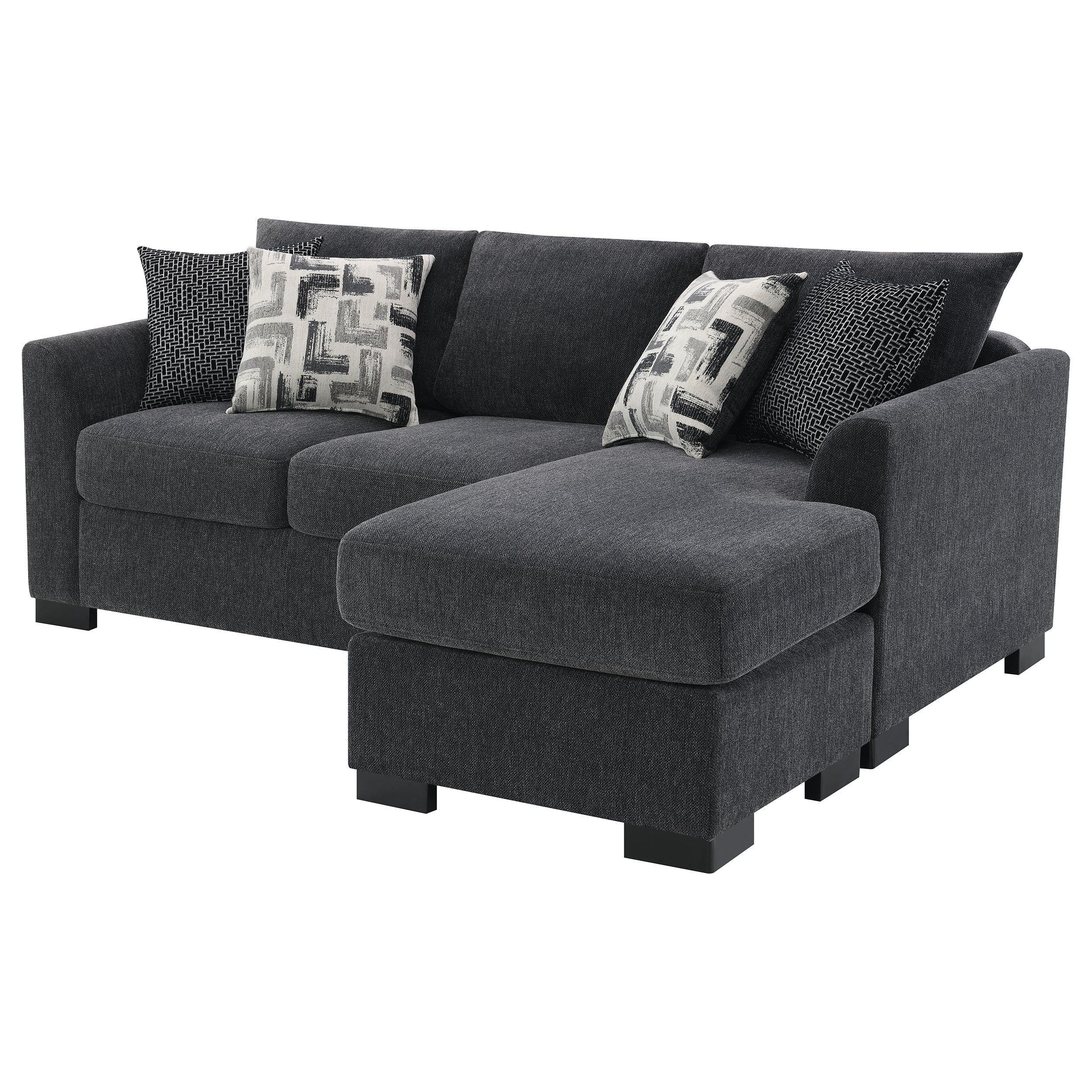 Storey Upholstered Sleeper Sectional Chaise Sofa Dark Grey-
