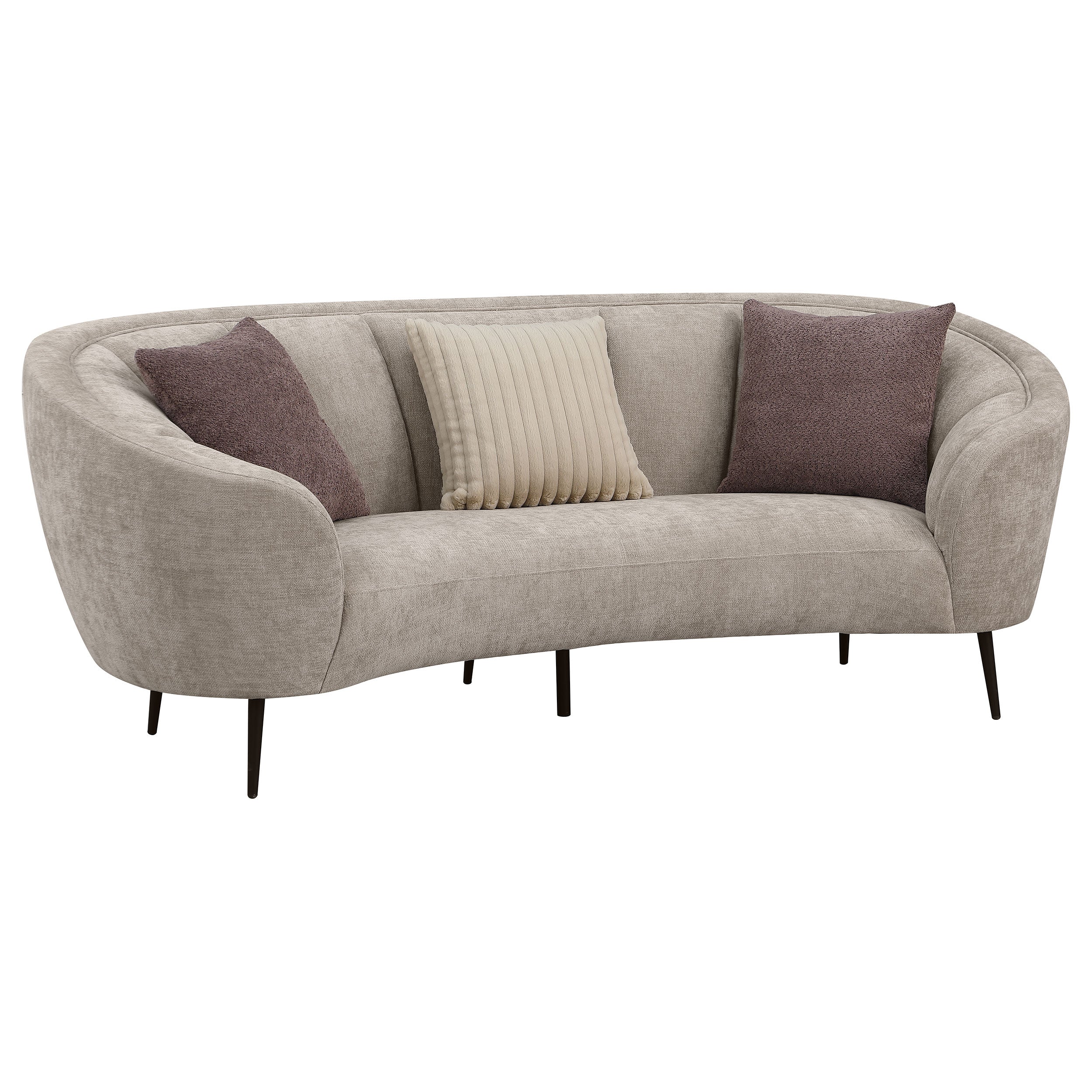 Ellorie Upholstered Channel Back Curved Sofa Beige-