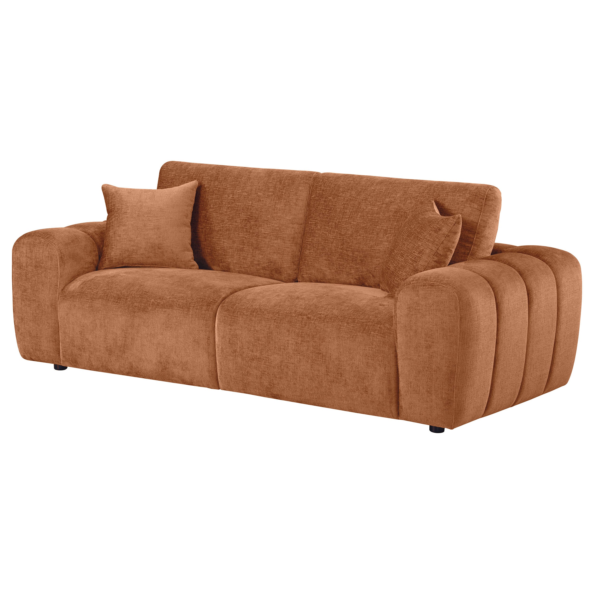 Burnett Chenille Upholstered Wide Arm Sofa Burnt Orange-