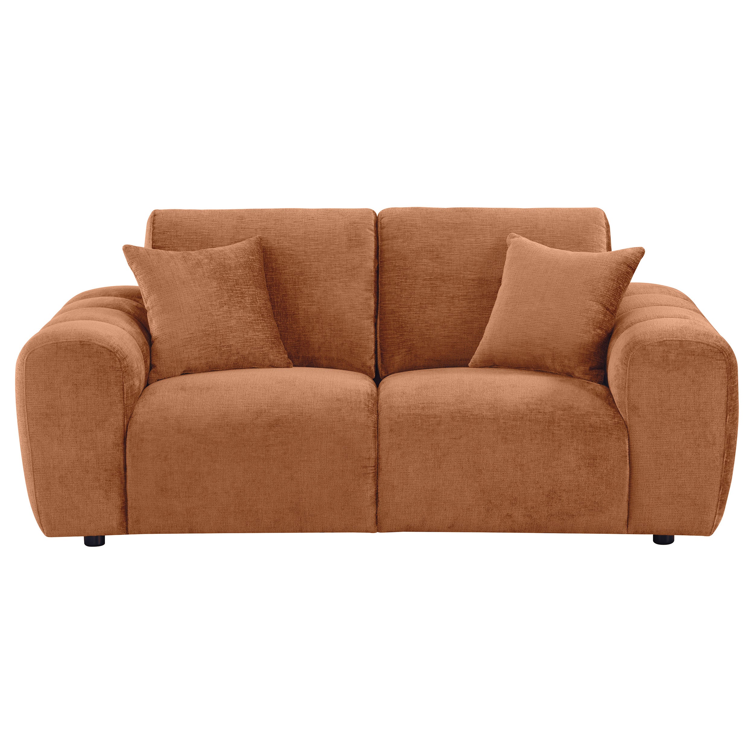 Burnett Chenille Upholstered Wide Arm Loveseat Burnt Orange-