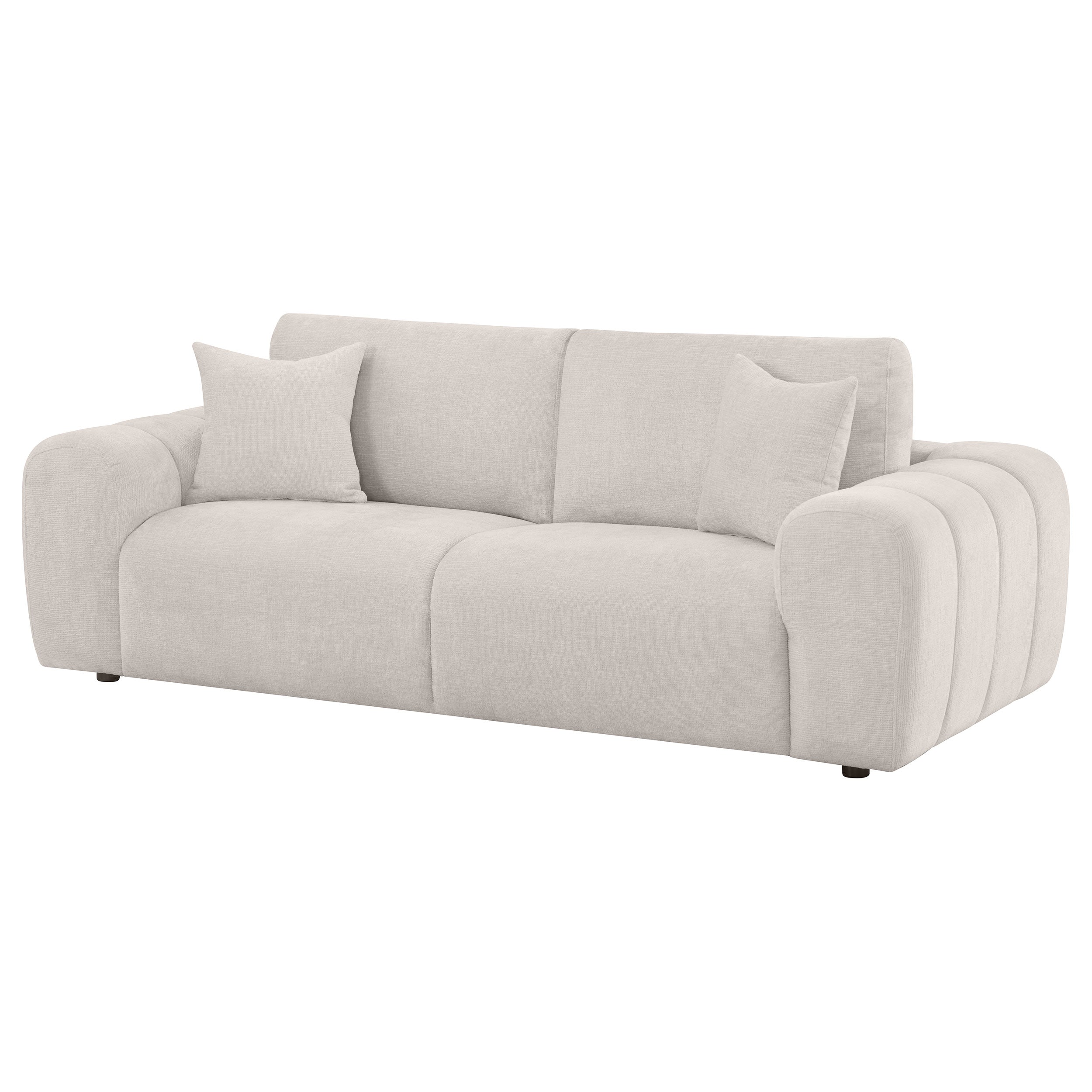 Burnett Chenille Upholstered Wide Arm Sofa Ivory-